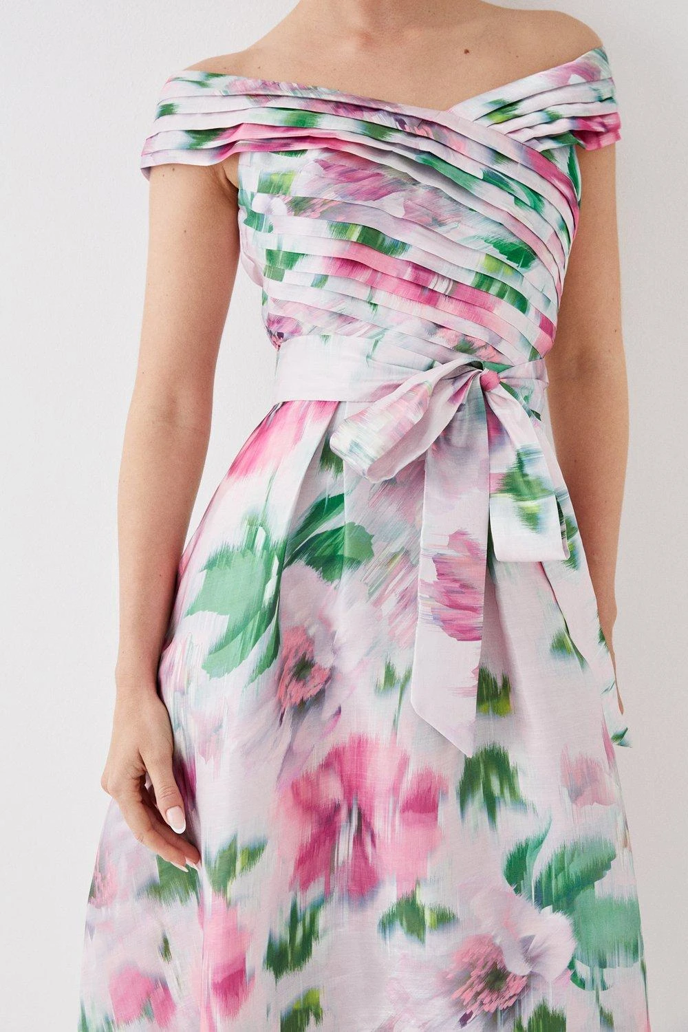 Coast Petite Glossy Organza Bardot Midi Dress 4 Coast Petite Glossy Organza Bardot Midi Dress - Image 2