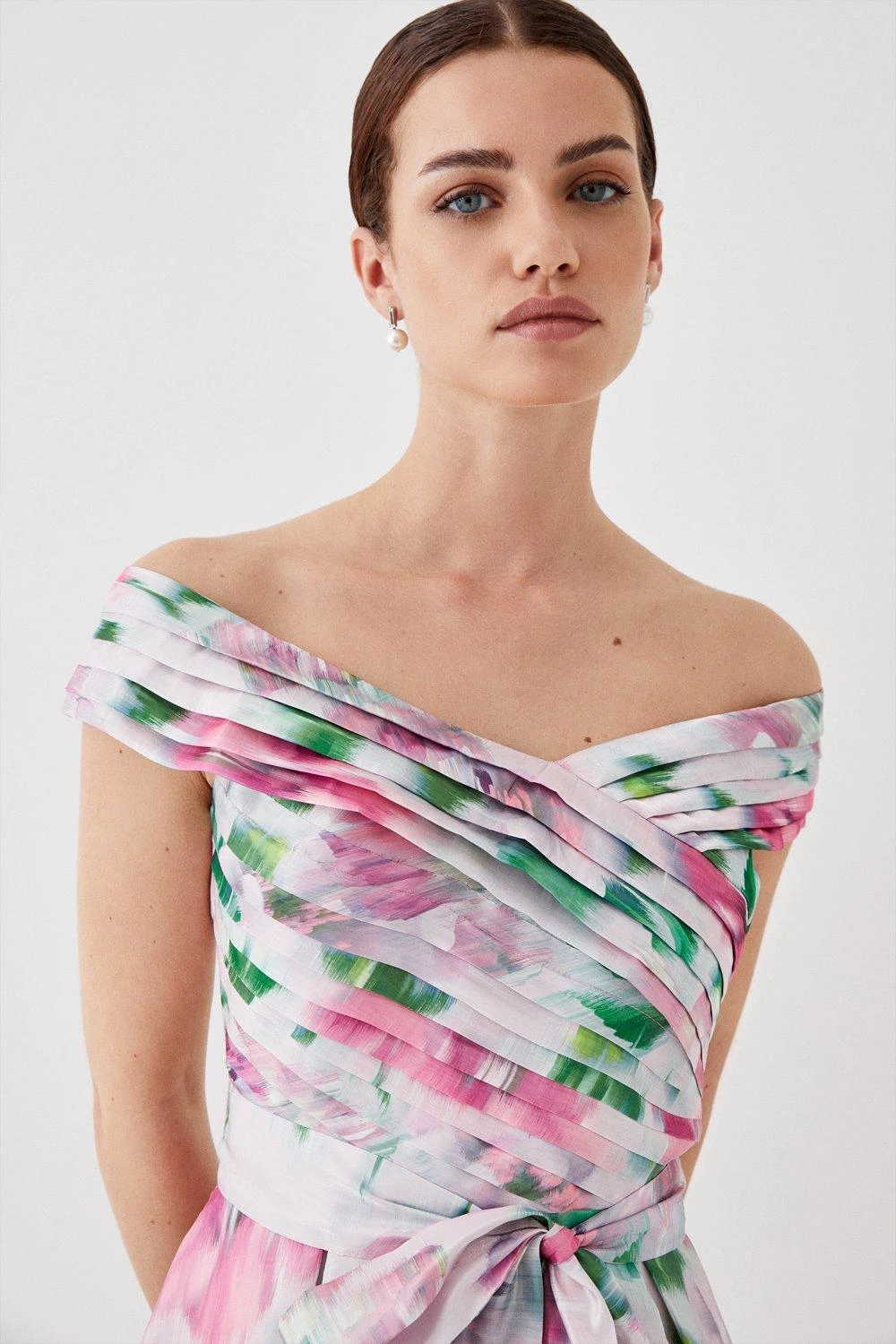 Coast Petite Glossy Organza Bardot Midi Dress 5 Coast Petite Glossy Organza Bardot Midi Dress - Image 3