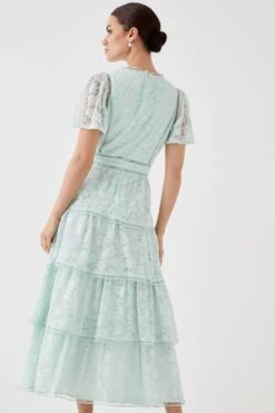 Coast Petite Tiered Lace Dress With Flutter Sleeve & Trims 9 Coast Petite Tiered Lace Dress With Flutter Sleeve & Trims -Simply Feminine Shop bcc05198 sage xl 3