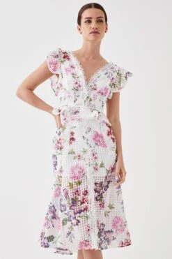 Coast Petite Fishtail Skirt Ruffle Organza Midi Dress