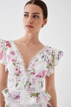 Coast Petite Fishtail Skirt Ruffle Organza Midi Dress 8 Coast Petite Fishtail Skirt Ruffle Organza Midi Dress -Simply Feminine Shop bcc05199 multi xl 2