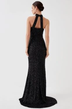 Coast Petite Sequin Halter Maxi Dress 9 Coast Petite Sequin Halter Maxi Dress -Simply Feminine Shop bcc05269 black xl 3