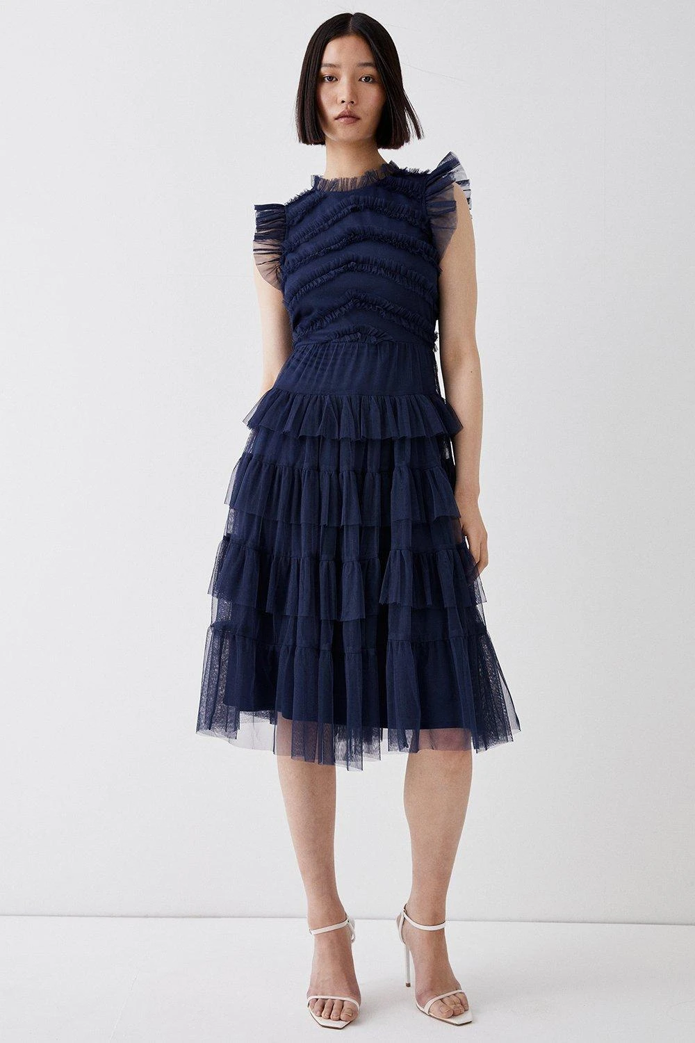 Coast Tulle Ruffle Bodice Tiered Midi Dress 4 Coast Tulle Ruffle Bodice Tiered Midi Dress - Image 2
