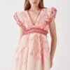 Coast Premium Embroidered Organza Mini Dress With Ruffle Shoulder -Simply Feminine Shop bcc05317 coral xl