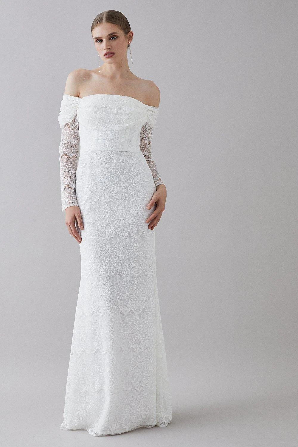 Coast Eyelash Lace Bardot Long Sleeve Dress 3 Coast Eyelash Lace Bardot Long Sleeve Dress