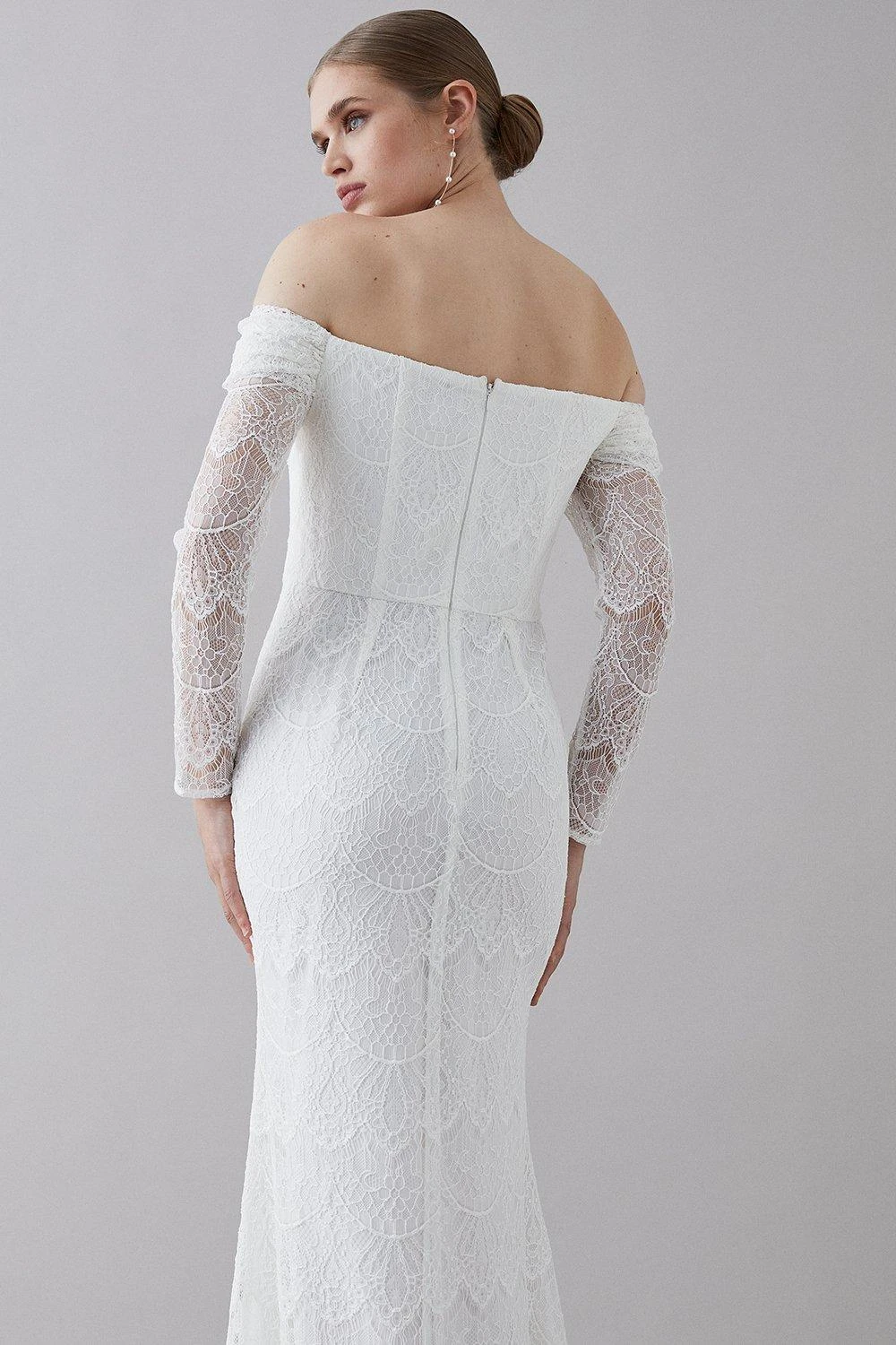 Coast Eyelash Lace Bardot Long Sleeve Dress 6 Coast Eyelash Lace Bardot Long Sleeve Dress - Image 4