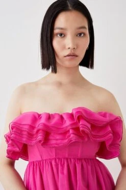 Coast Ruffle Top Organza Midi Dress -Simply Feminine Shop bcc05343 pink xl 2