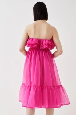 Coast Ruffle Top Organza Midi Dress -Simply Feminine Shop bcc05343 pink xl 3