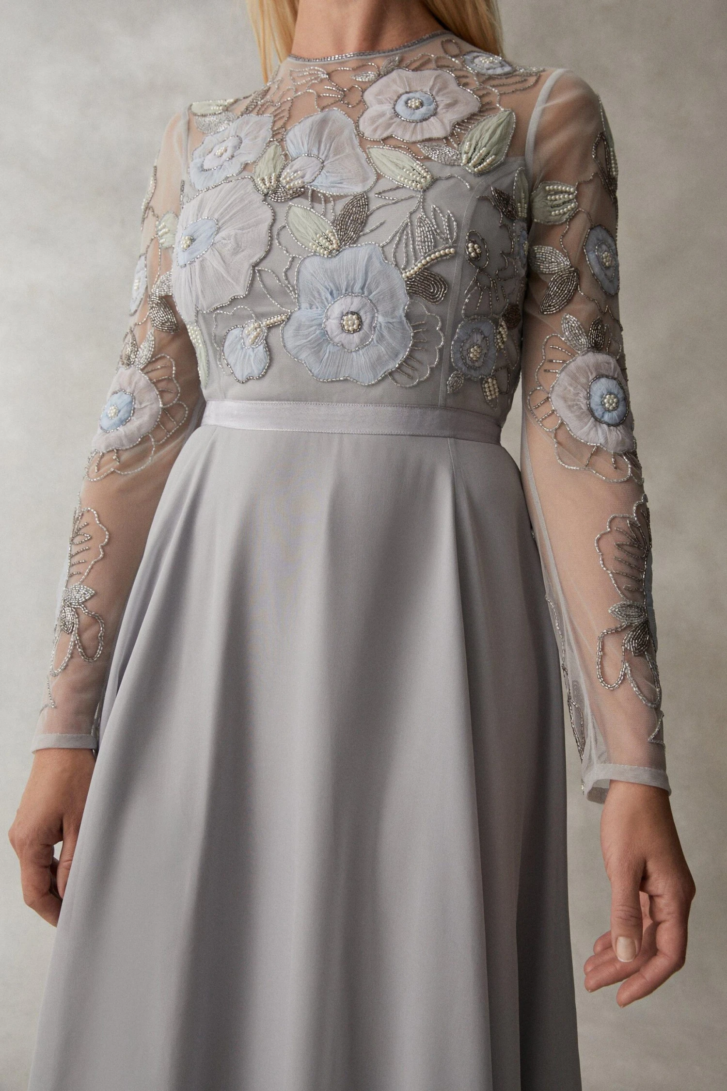 Coast Premium Hand Embellished Chiffon Applique Midi Dress 4 Coast Premium Hand Embellished Chiffon Applique Midi Dress - Image 2