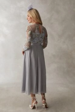 Coast Premium Hand Embellished Chiffon Applique Midi Dress 8 Coast Premium Hand Embellished Chiffon Applique Midi Dress -Simply Feminine Shop bcc05349 blue xl 2