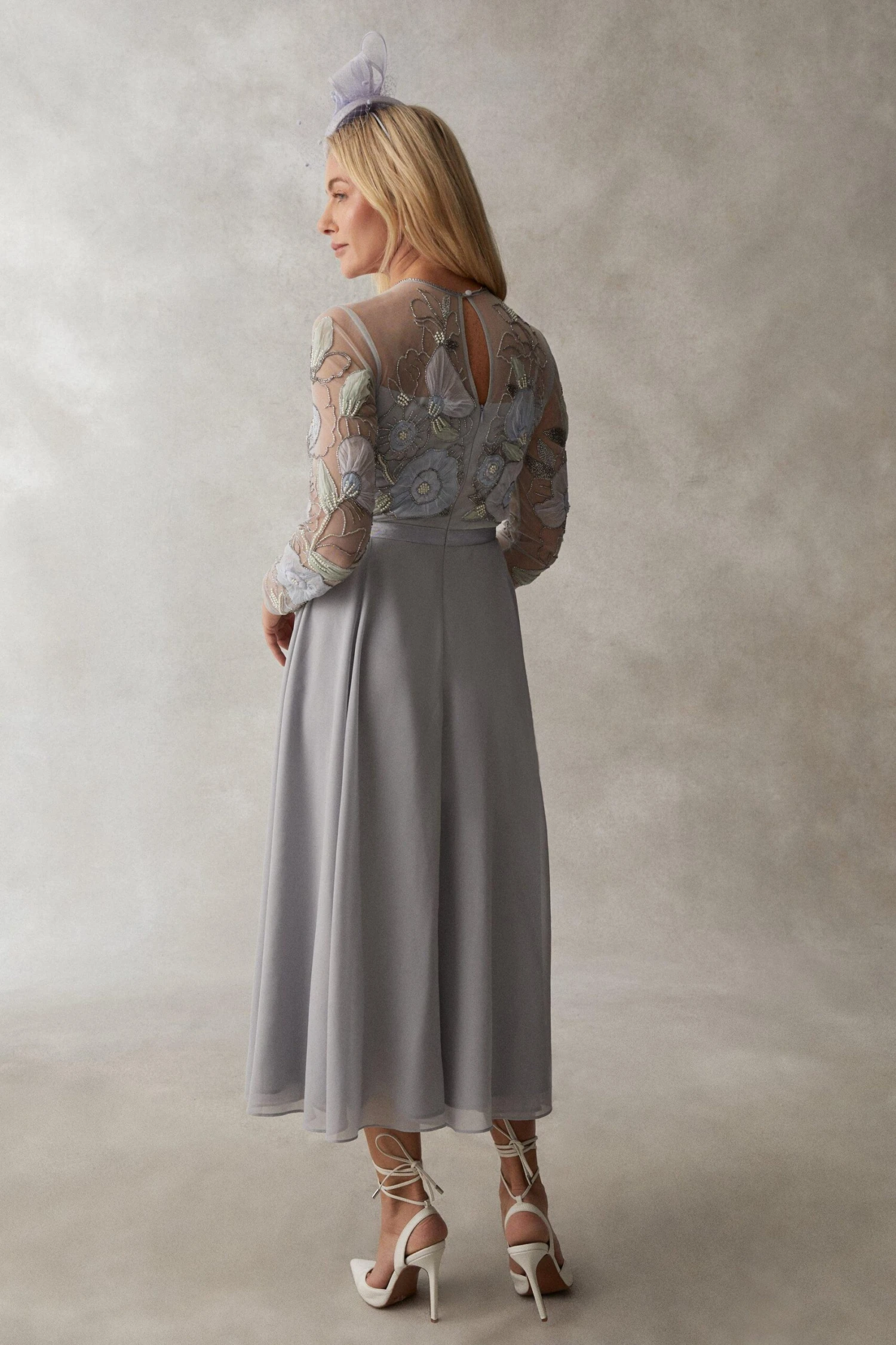 Coast Premium Hand Embellished Chiffon Applique Midi Dress 5 Coast Premium Hand Embellished Chiffon Applique Midi Dress - Image 3