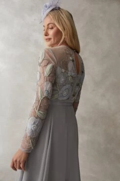 Coast Premium Hand Embellished Chiffon Applique Midi Dress 9 Coast Premium Hand Embellished Chiffon Applique Midi Dress -Simply Feminine Shop bcc05349 blue xl 3