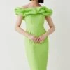 Coast Corset Detail Volume Bardot Midi Dress 1 Coast Corset Detail Volume Bardot Midi Dress -Simply Feminine Shop bcc05362 lime xl