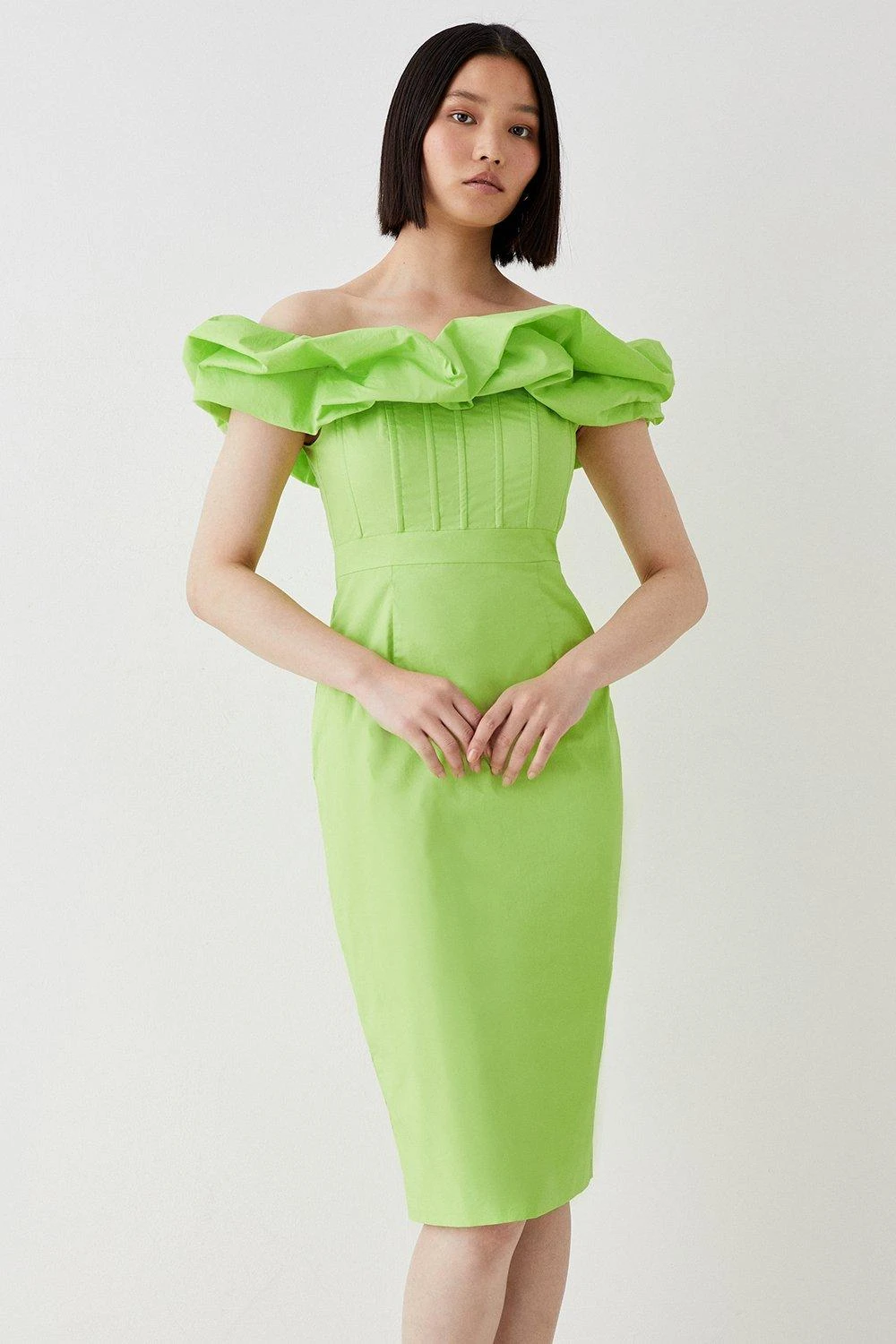 Coast Corset Detail Volume Bardot Midi Dress 3 Coast Corset Detail Volume Bardot Midi Dress