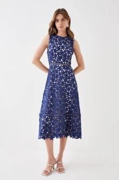 Coast Lazer Cut Scuba Full Skirt Midi Dress