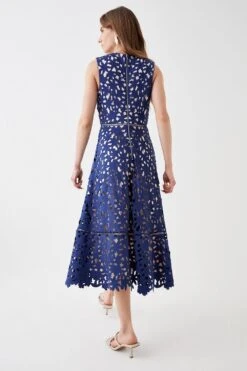 Coast Lazer Cut Scuba Full Skirt Midi Dress -Simply Feminine Shop bcc05380 navy xl 2