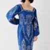 Coast Contrast Embroidered Square Neck Midi Dress 2 Coast Contrast Embroidered Square Neck Midi Dress -Simply Feminine Shop bcc05383 blue xl