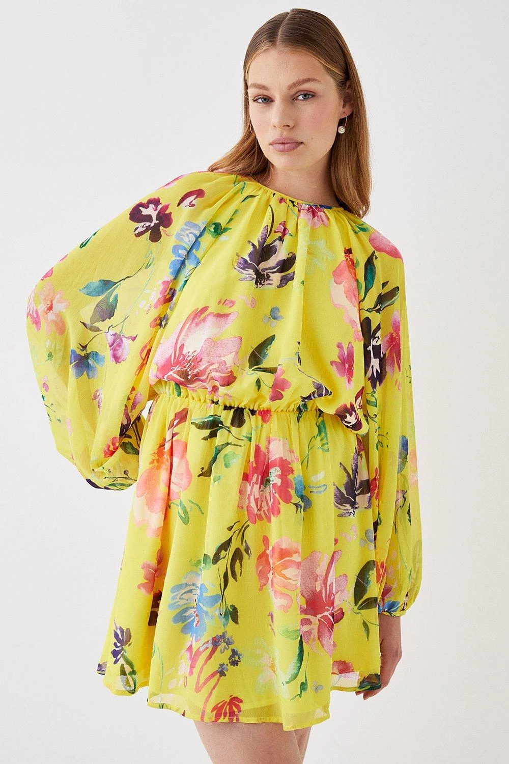 Coast Printed Volume Sleeve Blouson Mini Dress 3 Coast Printed Volume Sleeve Blouson Mini Dress
