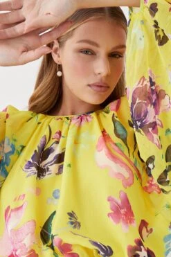 Coast Printed Volume Sleeve Blouson Mini Dress 7 Coast Printed Volume Sleeve Blouson Mini Dress -Simply Feminine Shop bcc05391 multi xl 1