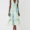 Coast Plunge Neck Frill Hem Midi Dress -Simply Feminine Shop bcc05400 green xl