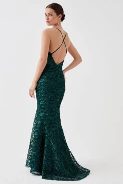 Coast Petite Plunge Neck Bodycon Fishtail Maxi Dress -Simply Feminine Shop bcc05406 forest xl 2