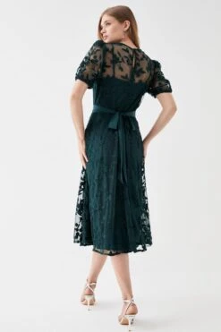 Coast Embroidered Mesh Puff Sleeve Midi Dress 9 Coast Embroidered Mesh Puff Sleeve Midi Dress -Simply Feminine Shop bcc05415 forest xl 3