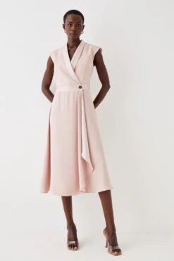 Coast Sleeveless Tux Wrap Fluid Midi Dress