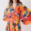 Coast Printed V Neck Kimono Mini Dress -Simply Feminine Shop bcc05492 multi xl