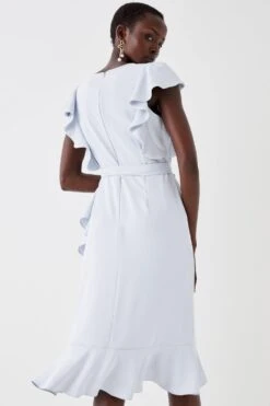 Coast Ruffle Sleeve Tie Waist Midi Dress -Simply Feminine Shop bcc05493 light20grey xl 2