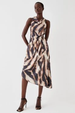 Coast Glossy Organza Cowl Neck Dress