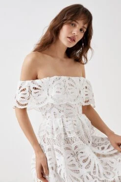 Coast Bardot Lace Midi Dress -Simply Feminine Shop bcc05521 white xl 4