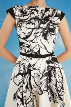 Coast Lisa Tan Floral Placement High Low Midi Dress -Simply Feminine Shop bcc05528 mono xl 2