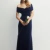 Coast Petite Ruched Bardot Fishtail Slinky Jersey Bridesmaids Maxi -Simply Feminine Shop bcc05547 navy xl