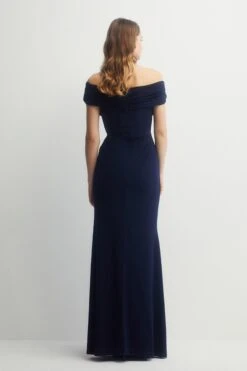 Coast Petite Ruched Bardot Fishtail Slinky Jersey Bridesmaids Maxi 8 Coast Petite Ruched Bardot Fishtail Slinky Jersey Bridesmaids Maxi -Simply Feminine Shop bcc05547 navy xl 2