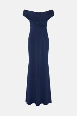 Coast Petite Ruched Bardot Fishtail Slinky Jersey Bridesmaids Maxi 9 Coast Petite Ruched Bardot Fishtail Slinky Jersey Bridesmaids Maxi -Simply Feminine Shop bcc05547 navy xl 3