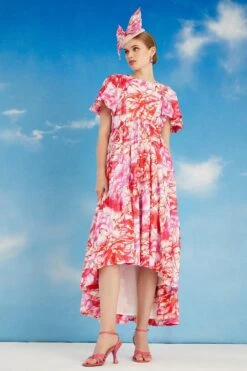 Coast Lisa Tan Printed Ruffle Sleeve Midi Dress 7 Coast Lisa Tan Printed Ruffle Sleeve Midi Dress -Simply Feminine Shop bcc05551 red xl 1