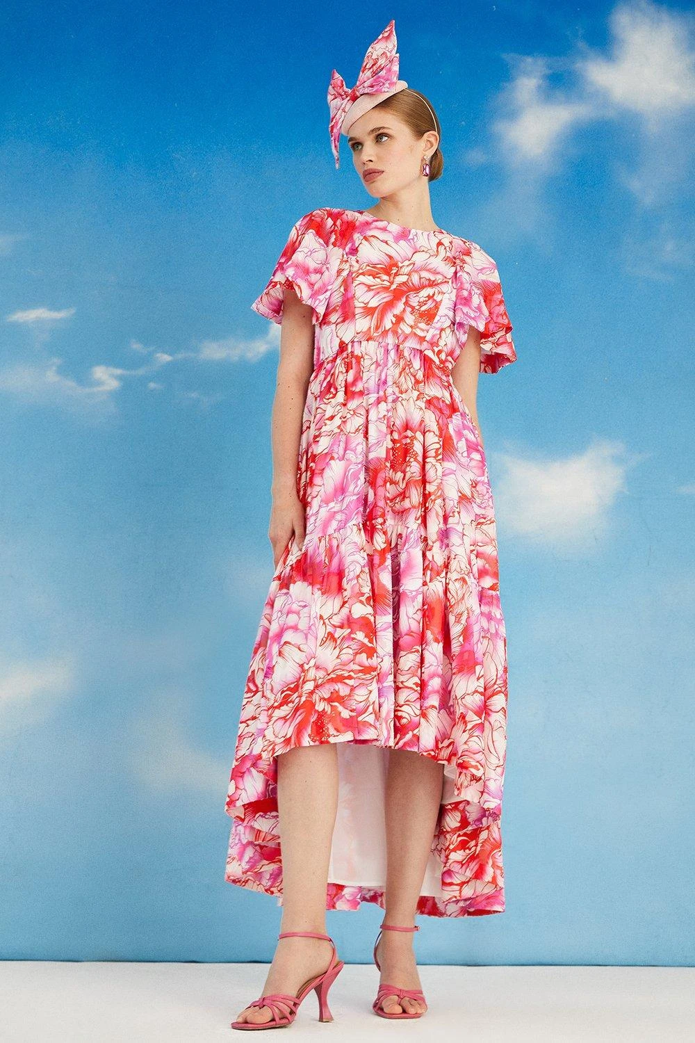 Coast Lisa Tan Printed Ruffle Sleeve Midi Dress 4 Coast Lisa Tan Printed Ruffle Sleeve Midi Dress - Image 2