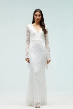 Coast Petite Kimono Sleeve Boho Lace Dress With Train