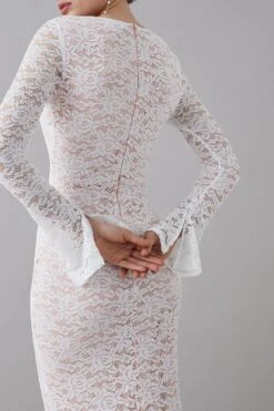 Coast Long Sleeve Boho Lace Keyhole Wedding Dress 9 Coast Long Sleeve Boho Lace Keyhole Wedding Dress -Simply Feminine Shop bcc05562 ivory xl 3