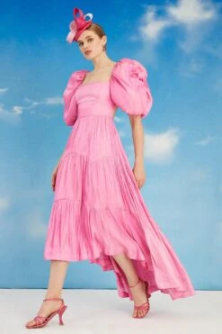Coast Lisa Tan Glossy Organza Tiered Midi Dress 9 Coast Lisa Tan Glossy Organza Tiered Midi Dress -Simply Feminine Shop bcc05592 pink xl 3