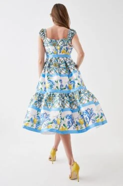 Coast Ruched Top Twill Midi Dress -Simply Feminine Shop bcc05593 multi xl 2