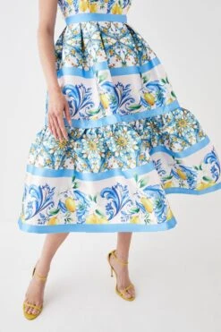 Coast Ruched Top Twill Midi Dress -Simply Feminine Shop bcc05593 multi xl 3