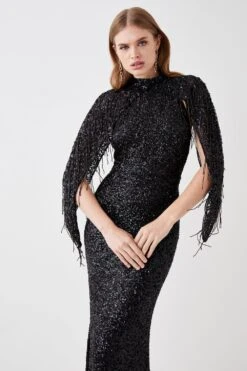 Coast Sequin And Bead Embellished Cape