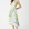 Coast One Shoulder Printed Drape Front Flowing Skirt Midi Dress -Simply Feminine Shop bcc05673 multi xl