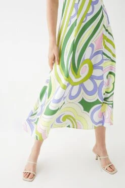 Coast One Shoulder Printed Drape Front Flowing Skirt Midi Dress -Simply Feminine Shop bcc05673 multi xl 3