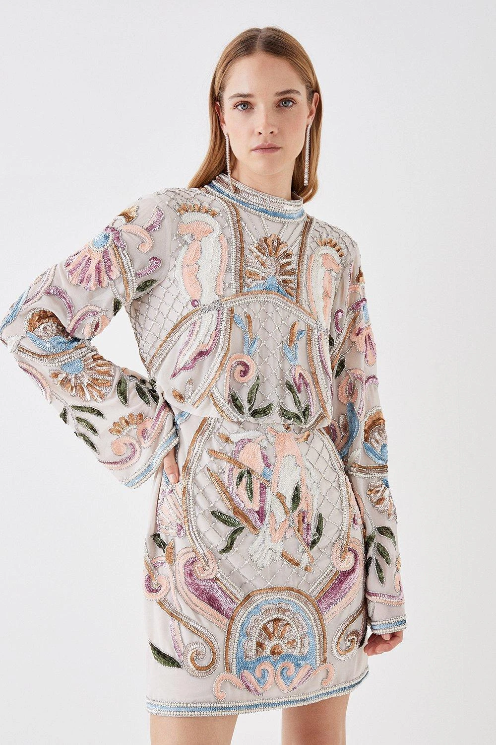 Coast The Collector Hand Embellished Mini Dress With Long Sleeve 3 Coast The Collector Hand Embellished Mini Dress With Long Sleeve - Image 2