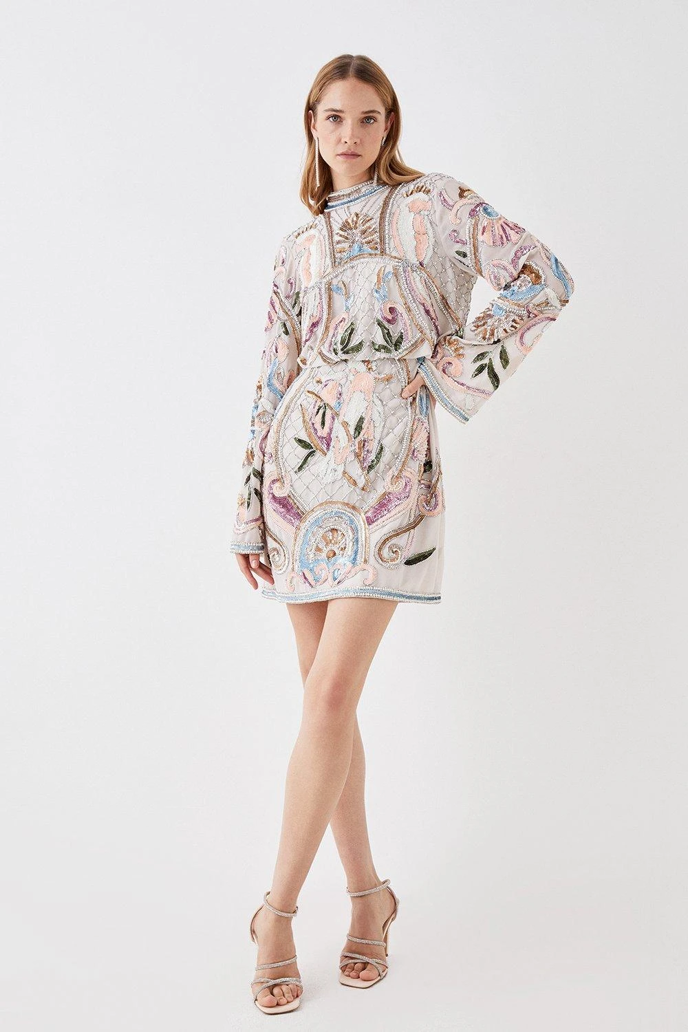 Coast The Collector Hand Embellished Mini Dress With Long Sleeve 4 Coast The Collector Hand Embellished Mini Dress With Long Sleeve - Image 3