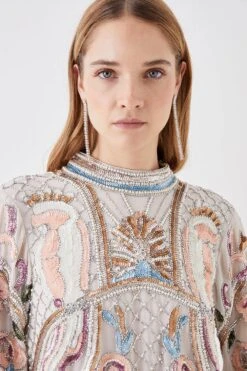 Coast The Collector Hand Embellished Mini Dress With Long Sleeve 9 Coast The Collector Hand Embellished Mini Dress With Long Sleeve -Simply Feminine Shop bcc05682 cream xl 3