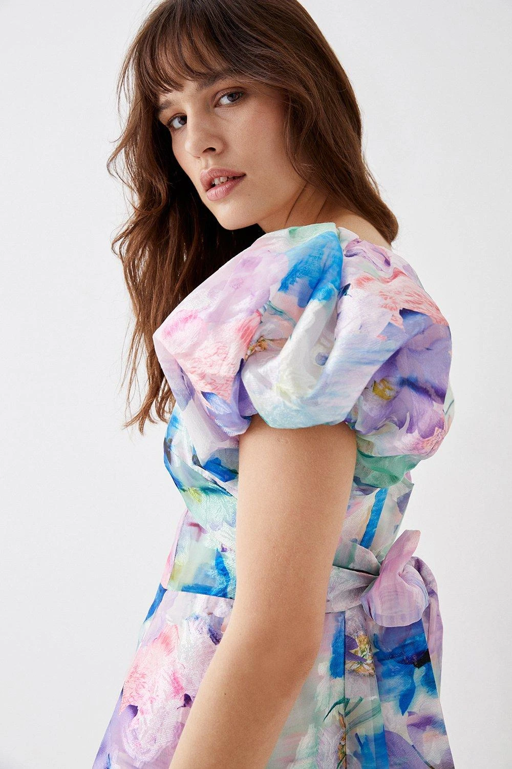 Coast Puff Sleeve Jacquard Midi Dress 5 Coast Puff Sleeve Jacquard Midi Dress - Image 3