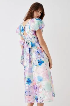 Coast Puff Sleeve Jacquard Midi Dress 11 Coast Puff Sleeve Jacquard Midi Dress -Simply Feminine Shop bcc05691 multi xl 4